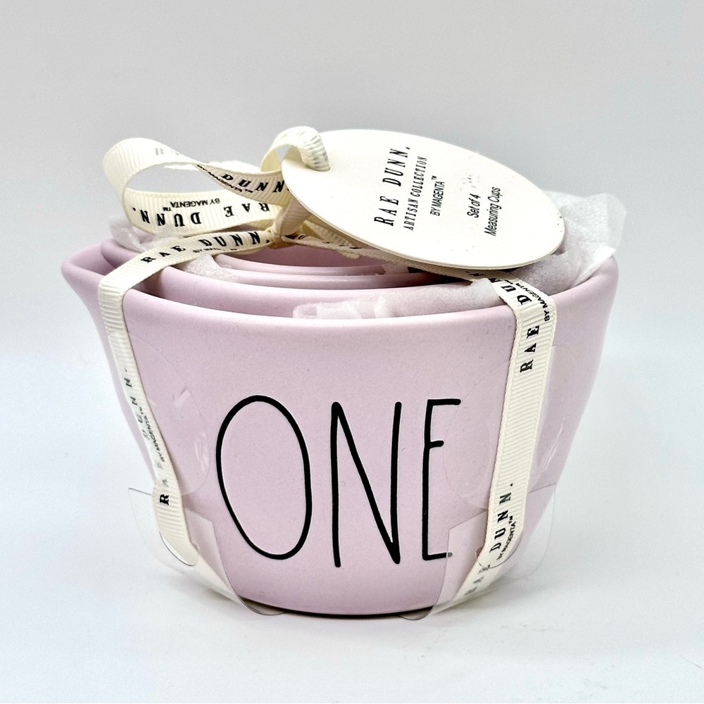 Rae Dunn ONE HALF THIRD QUARTER Ceramic Measuring Sets - pink